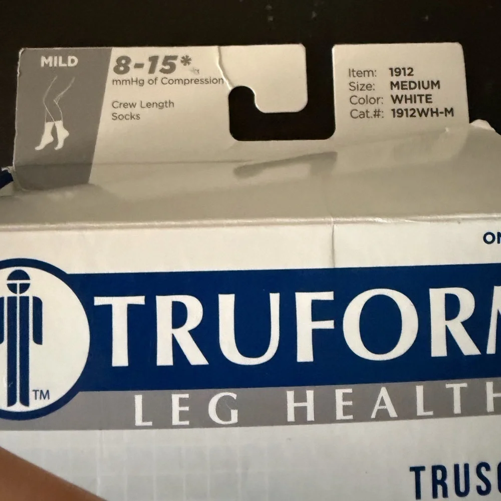 TRUFORM Diabetic Socks White Mild Medium One Pair for Men & Women